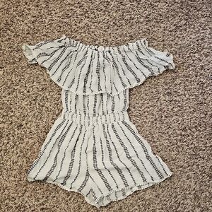Striped Off-Shoulder Womens One Piece